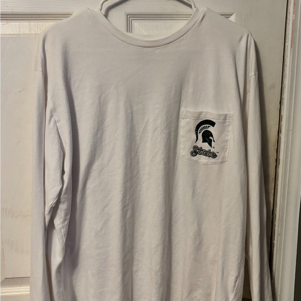 White Long Sleeve Shirt with Pocket